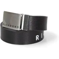 John Richmond Ceinture Herenriem en cuir véritable, boucle métallique noire, , fabriquée en Italie
