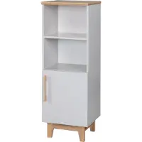 Roba Étagère sur pied Caro en Bois - 2 Niches et 1 Porte - Gris clair/Chêne doré