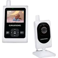 Edco Grundig Video Babyphone avec caméra - Babyphone avec écran couleur 2 pouces - Moniteur bébé avec vision nocturne, affichage de la température et fonction talkback - Blanc