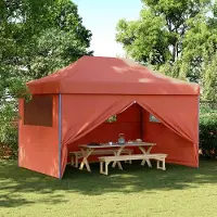 Prolenta Maison Exclusive - Tente de réception pliable Pop-Up avec 4 panneaux latéraux, couleur terracotta