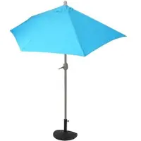 Mendler Parasol Parla En Alu, Hémicycle, Parasol De Balcon Uv 50+ 270cm Turquoise Avec Pied