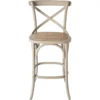 Signature - Chaise de comptoir en bois massif et cannage L50 cm - BISTROT
