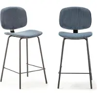 CALICOSY - Lot de 2 tabourets en velours côtelé avec pieds en métal noir H65 cm - ARUS