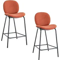 CALICOSY - Lot de 2 tabourets en tissu avec pieds en métal noir L43 cm - CORI