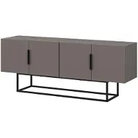 CALICOSY - Meuble TV 4 Portes et Pieds en Métal L140 cm - Titan