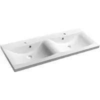 Hak Sapho Lucia - Lavabo double 1200x480 mm, 2 trous pour batterie, blanc 50122