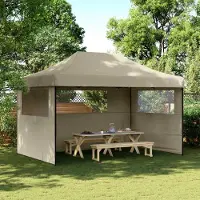 Prolenta Maison Exclusive - Tente de réception pliable Pop-Up avec 3 panneaux latéraux, couleur taupe