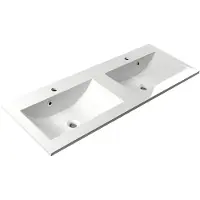 Hak Yukon - Double lavabo 1200x450 mm, avec trop-plein, 2 trous pour robinetterie, blanc YU120