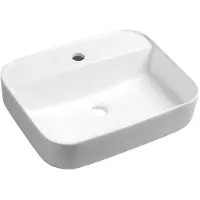 Hak Sapho Washbasins - Lavabo pour plan de travail, 500x400 mm, avec 1 point d'amorçage, sans trop-plein, blanc AR452