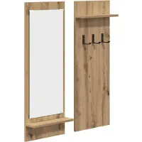 vidaXL Porte-manteau mural avec miroir chêne artisanal 70 x 10 x 90 cm
