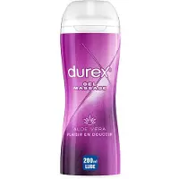 Durex Gel De Massage Lubrifiant Douceur À Base D'Eau - 2 en 1 - Aux Extraits d'Aloe Vera - 200ml 200 ml Gel(S)