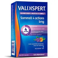 Valdispert - Complément Alimentaire Sommeil Mélatonine 1mg - 4 Actions - Sommeil Complet - Programme 30 Nuits - 30 Capsules Liquides 30 pc(s) Capsule(S)