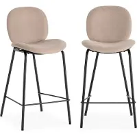 CALICOSY - Lot de 2 tabourets en tissu avec pieds en métal noir L43 cm - CORI