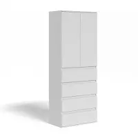 Vicco Armoire à vêtements Claus Blanc 74x191.5cm avec 4 tiroirs, Model 54736
