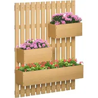 Outsunny Jardinière Murale Treillis - Dim. 60l X 16l X 80h Cm - Sapin Pré-Huilé