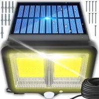 Retoo Eclairage solaire LED avec détecteur Lampe solaire Lampe solaire avec détecteur de mouvement Projecteur solaire Projecteur avec détecteur de mouvement IP65 108 LED
