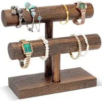 OEM Porte-bracelets en bois, double épaisseur, marron