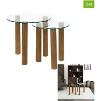 Home Deco Factory Table d'appoint - - Verre Trempé - Marron
