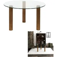 Home Deco Factory Table Basse - - CLARA - Ronde - Verre Trempé - Marron