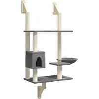 Syfax Arbre à chat mural avec griffoir gris foncé 153 cm