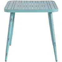 Signature - Table de jardin carrée en aluminium bleue 75cm