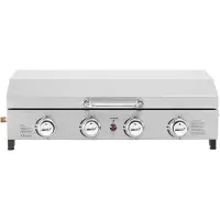 HABITAT ET JARDIN Plancha à gaz en inox avec 4 bruleurs et couvercle "Fasto" - 10 kw - Gris