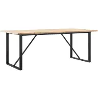 Syfax Table à manger cadre en O 200x100x75,5 cm bois pin massif acier