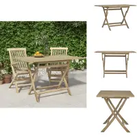 vidaXL Table de jardin pliante Gris 120x70x75 cm Bois massif Teck - Tables de jardin