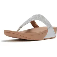 FitFlop Lulu Crystal Embellished Toe Post Sandals Argenté EU 40 Femme
