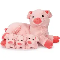Noxxiez Maman cochon avec bébés Doudou Porcelet en peluche