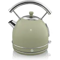 Swan Retro Bouilloire, 1,8 L, Acier Inoxydable sans BPA, Résistance Cachée, sans Fil 3000W Vert SK14630GN