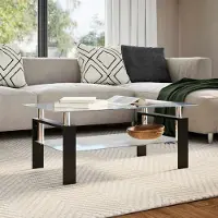 Prolenta Maison Exclusive - Table basse grise transparente 95 x 55 x 40 cm, verre trempé