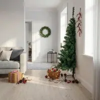 Prolenta Maison Exclusive - Demi-sapin de Noël artificiel avec support, vert, 180 cm, PVC