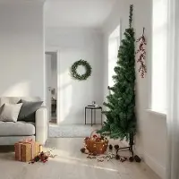 Prolenta Maison Exclusive - Demi-sapin de Noël artificiel avec support, vert, 210 cm, PVC