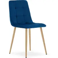Leobert Chaise KARA - velours bleu marine / pieds en bois x 1