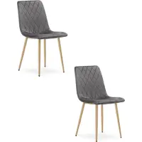 Leobert Chaise TURIN - velours gris foncé / pieds en bois x 2
