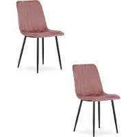 Leobert Chaise - - Lava - Velours Rose/Pieds Noirs - Lot De 2