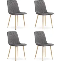Leobert Chaise TURIN - velours gris foncé / pieds couleur bois x 4