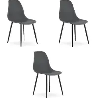 Leobert Chaise WAT gris foncé / pieds noirs x 3