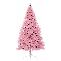 vidaXL Sapin de Noël artificiel pré-éclairé Rose 240 cm PVC