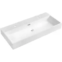 Sapho AQUATIC lavabo, marbre coulé, 100x46cm, 2x trou pour robinetterie, blanc