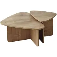 CALICOSY - Lot de 2 tables basses formes triangles aux bords arrondis L90/L60 cm - BALLARE