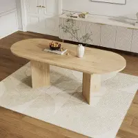 MODFU Table à manger - Table extensible rectangulaire avec rallonge intégrée et coins arrondis, design moderne - MDF - 160 × 80 × 75 cm - Couleur chêne