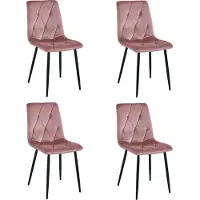 Leobert Chaise - - Libra - Velours Rose/Pieds Noirs - 44 X 54,5 X 88,5 Cm - Lot De 4