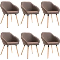 Syfax Chaises à manger lot de 6 marron tissu