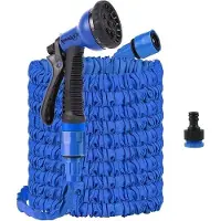 OEM Tuyau d'arrosage extensible 25ft-50ft-80ft-100ft avec 8 buses de pulvérisation Anti-Burst & Fuite Tuyau d'eau flexible magique Tuyau d'extension rétractable Bleu 25FT