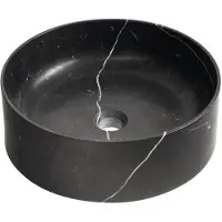 Sapho BLOK lavabo en pierre à poser, diam. 40cm, noir mat Marquin