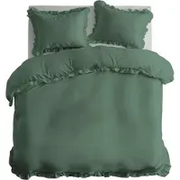 Detexpol Linge de lit en coton 220x200 monochrome menthe avec volants Pure 23
