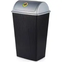 By Lille Vilde | Poubelle 38 l - Noir - Modèle robuste en plastique - Avec couvercle 360