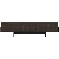 CALICOSY - Meuble TV 3 portes abattantes striées L180 cm - HELYO